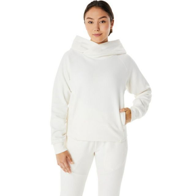 asics アシックス WOMEN MOBILITY KNIT PULLO クリーム L 2032C712 101 | スポーツ レディース L 服 衣類 衣料品ウェア ウエア フィットネスウェア アウター モビリティニットプルオーバーフーディ フーデ