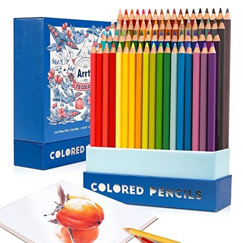 Arrtx 色鉛筆 72色 プロ専用ソフト芯色鉛筆セット イラスト デザイン