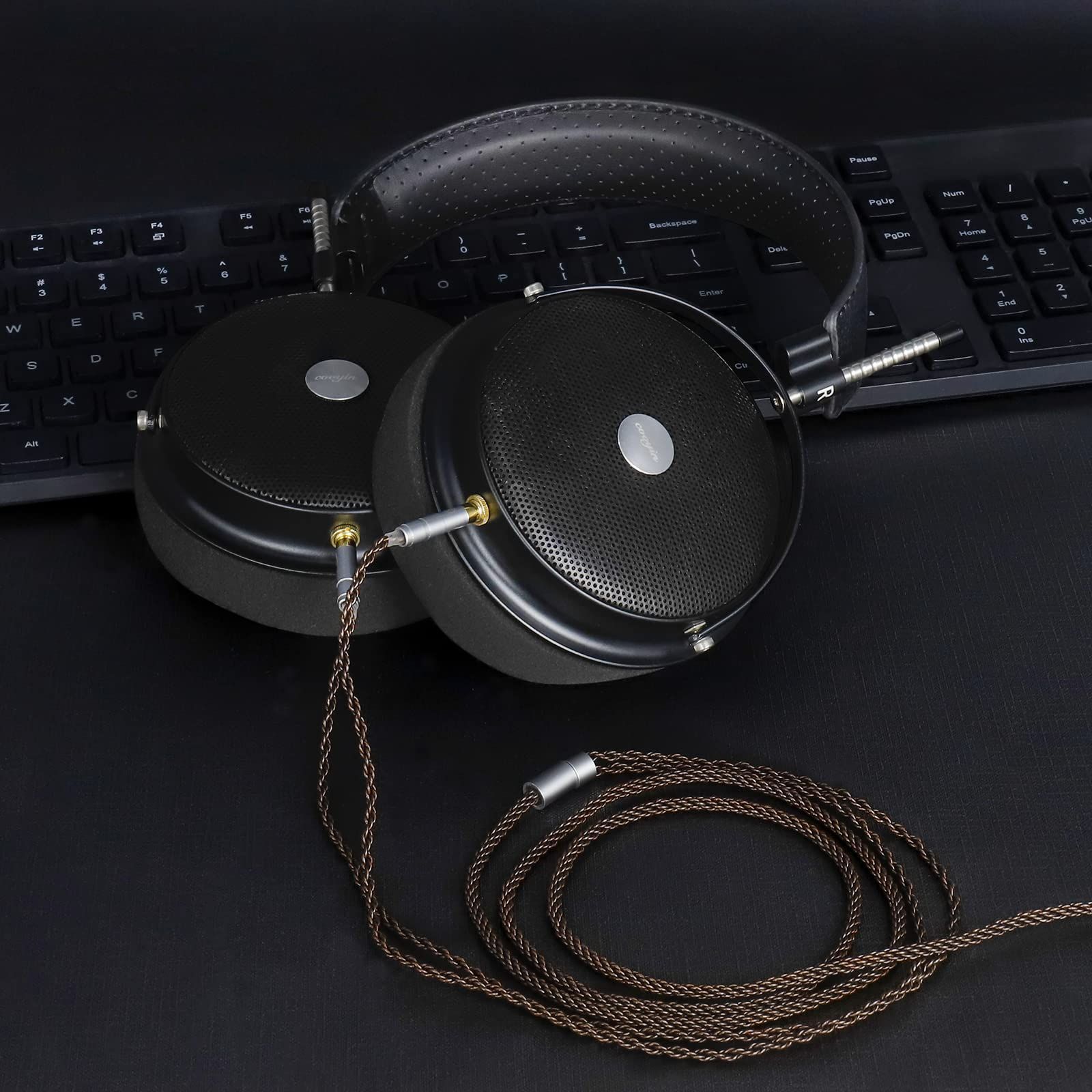 【新品未開封】 HE4XX・HE-350・HE1000に適合 Hifiman用 3.5mmステレオ(3極)&hArr;3.5mmプラグ(3極)x2 純銅 8芯 イヤホン・ヘッドホン用 交換ケーブル 両端3.5mm ヘッドホンケーブル ZT8 okcsc