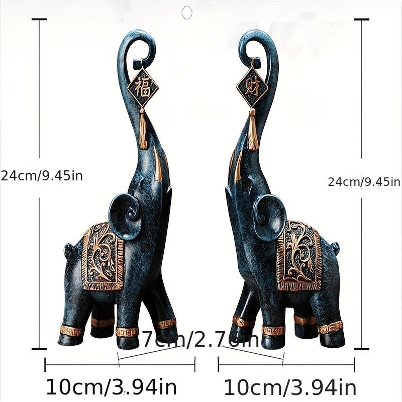 象 ゾウ 2個セット 置物 装飾 彫刻 贈り物 風水 縁起物 開運