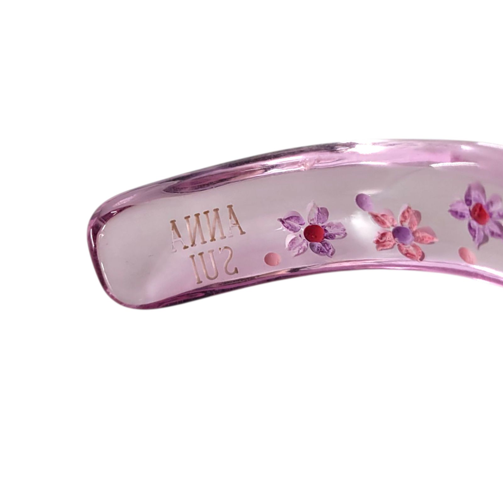 美品】ANNA SUI アナスイ クリアバングル ピンク 花柄 フラワー ライン 