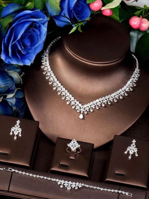 ジュエリー レディース セット キュービックジルコニア ティアドロップ デコレーション ジュエリーセット 女性への上品なギフト