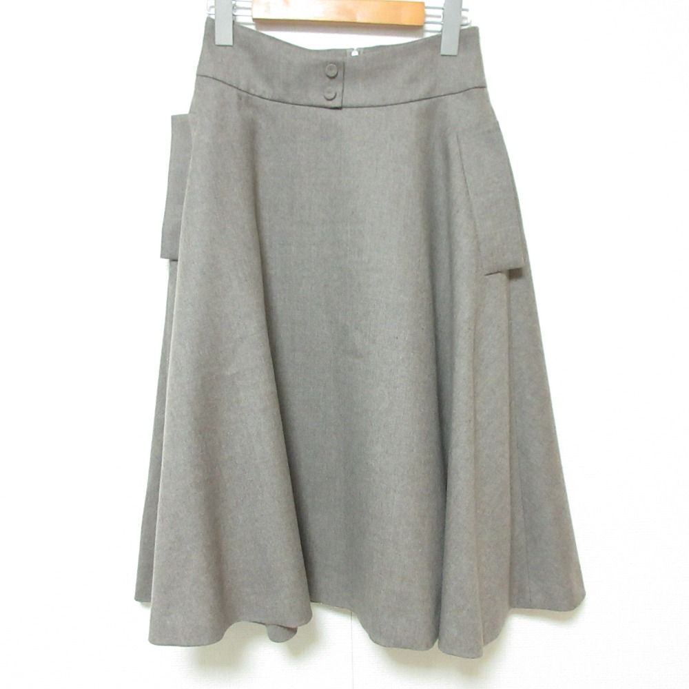 FOXEY フォクシー Riry Flare ミモレ丈 フ スカート 37512 サイズ38 グレージュ レディース 古着