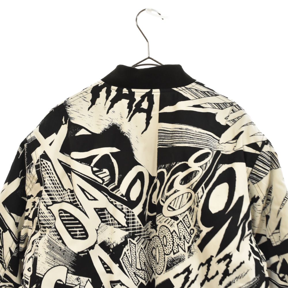 CELINE (セリーヌ) 19SS × CHRISTIAN MARCLAY 2W020474E PRINTED COTTON TWILL  BOMBER JACKET クリスチャン・マークレー プリント総柄ボンバージャケット ホワイト/ブラック