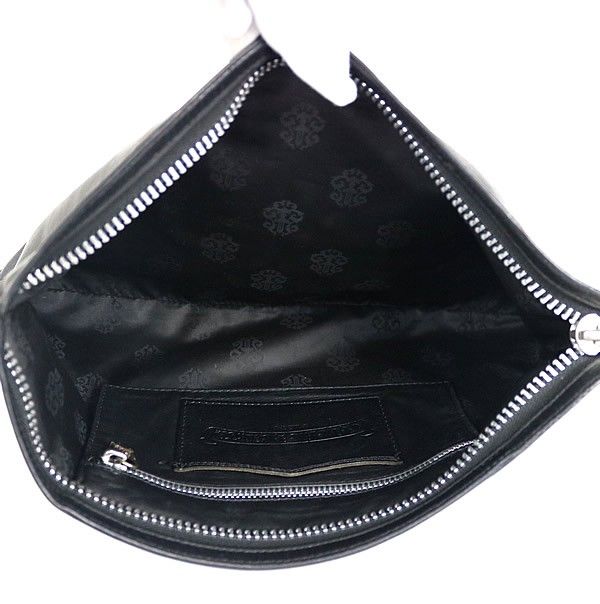 クロムハーツ　ブラックレザー フラットポーチ CHROME HEARTS 銀座店 クロムハーツ フラットポーチ