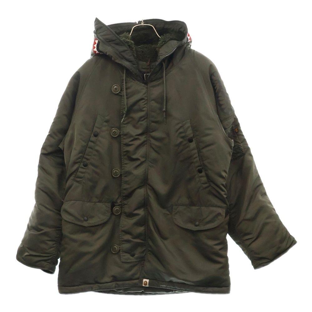A BATHING APE アベイシングエイプ × ALPHA INDUSTRIES SHARK N-3Bアルファインダストリーズ シャーク フライトジャケット カーキ 001HJD831902X
