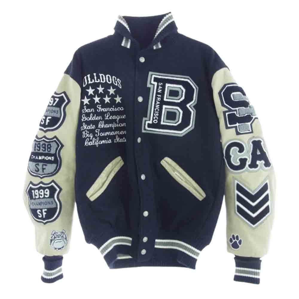 デロング DeLONG 2025年 BULLDOGS ブルドックス アワード ジャケット スタジャン ネイビー系 S