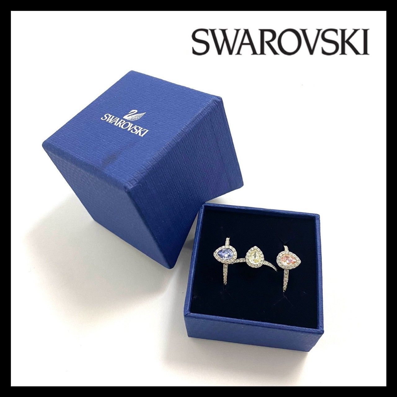 FU【SWAROVSKI】3連 リング セット #52 約10.5-11号 ティア