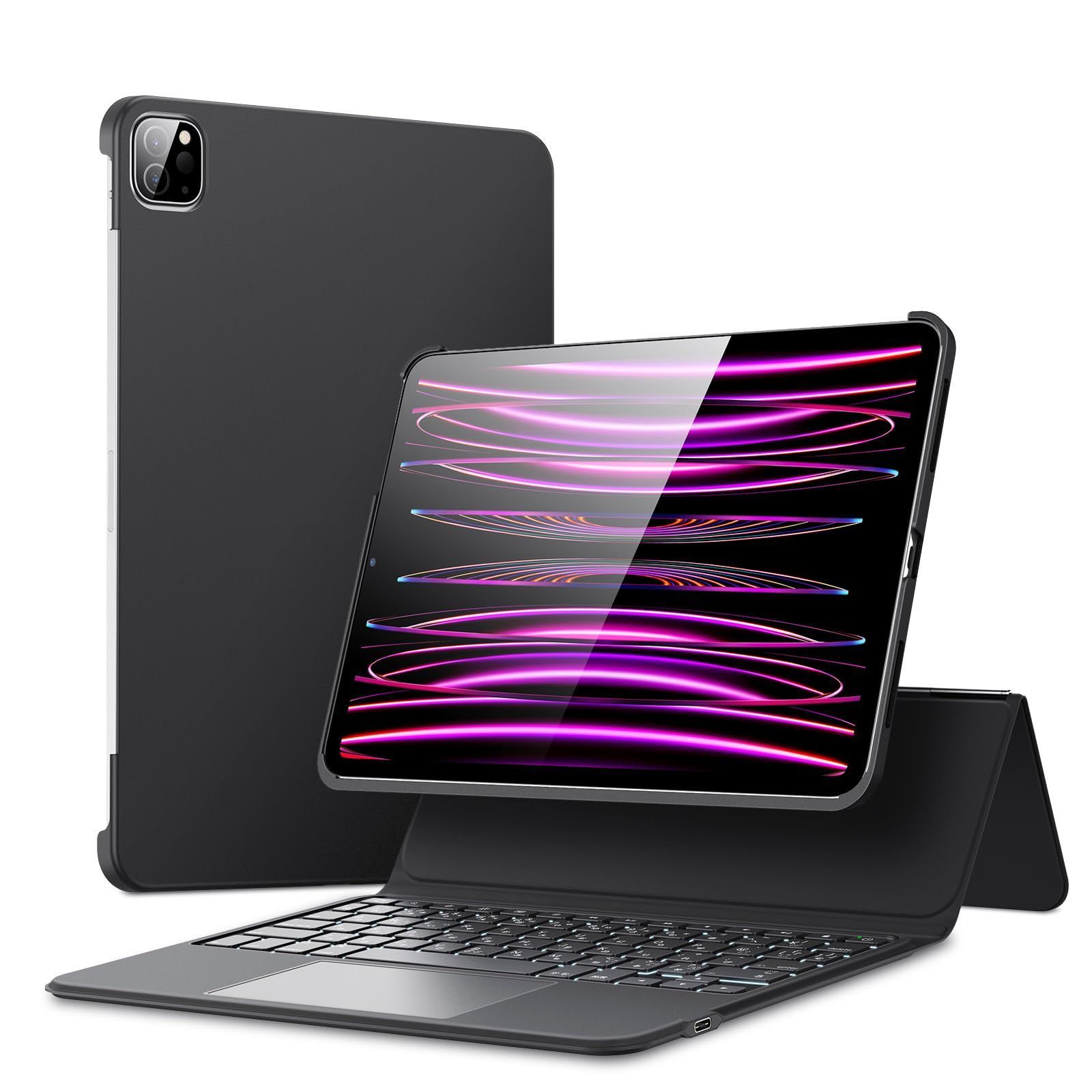 【新着商品】12.9 キーボード ケース Pro iPad Pro iPad 12.9インチ（第6/5/4/3世代）対応 フルアジャスタブルスタンド ESR マグネット着脱式ケース フル調整可能 日本語マジックキーボード 縦置き/横