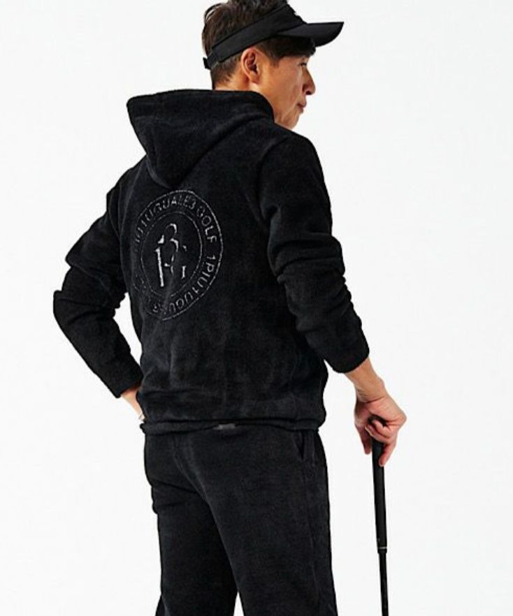 S【未使用】1PIU1UGUALE3 GOLF×戸賀敬城 シャギーパーカー BR 未使用 1PIU1UGUALE3 GOLF×戸賀敬城 3 ブラック BC LOGO SHAGGY