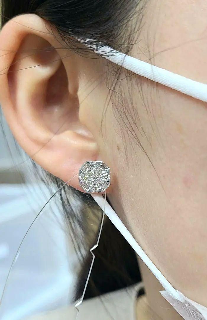 キラキラshop 天然ダイヤピアス 大粒1ct k18 ギラギラ-