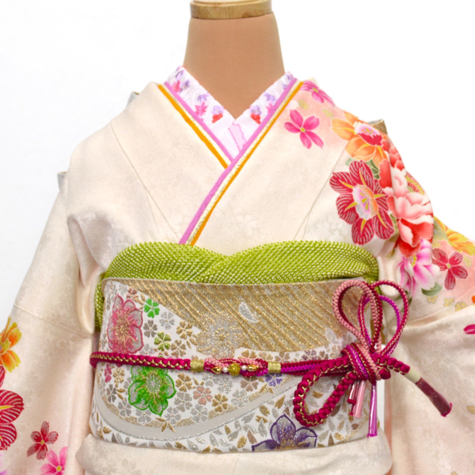 美品》正絹 振袖フルセット S〜Mサイズ 成人式 個性的 振袖セット 