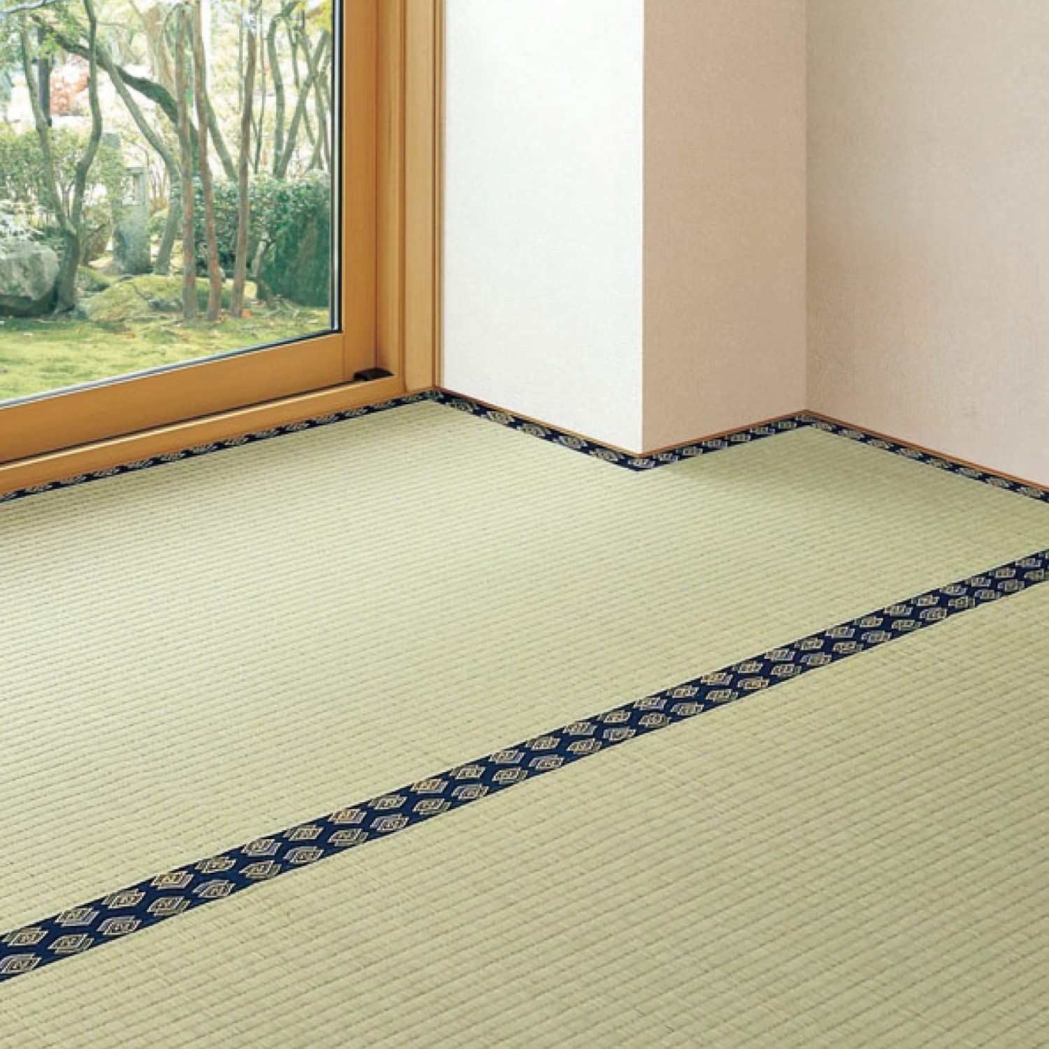 萩原 フリーカット上敷き い草カーペット 撥水 裏貼あり 縁補修テープ付き 江戸間2畳 ナチュラル