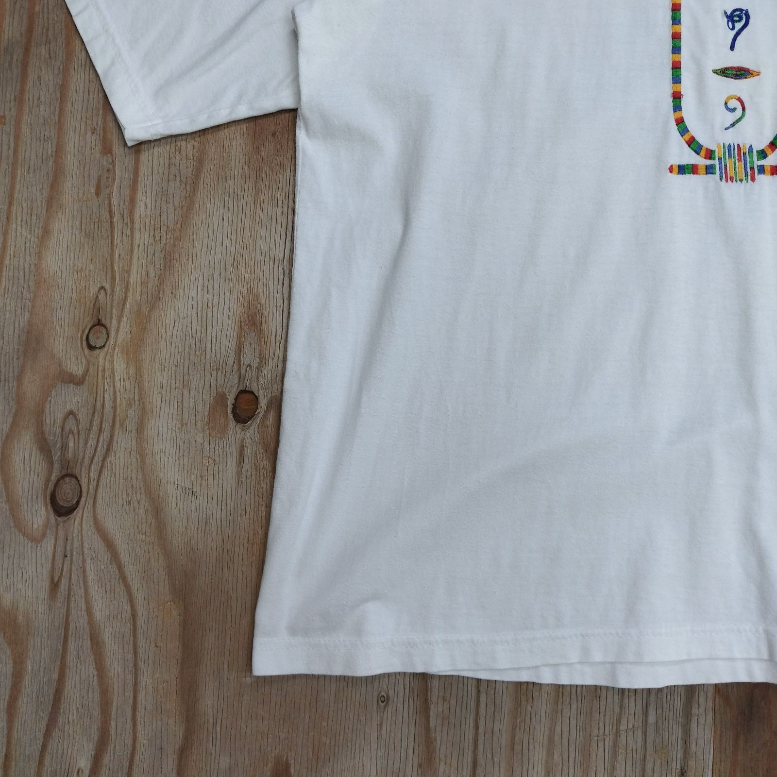 エジプト 象形文字 刺繍 半袖 クルーネック Tシャツ お土産 スーベニア 