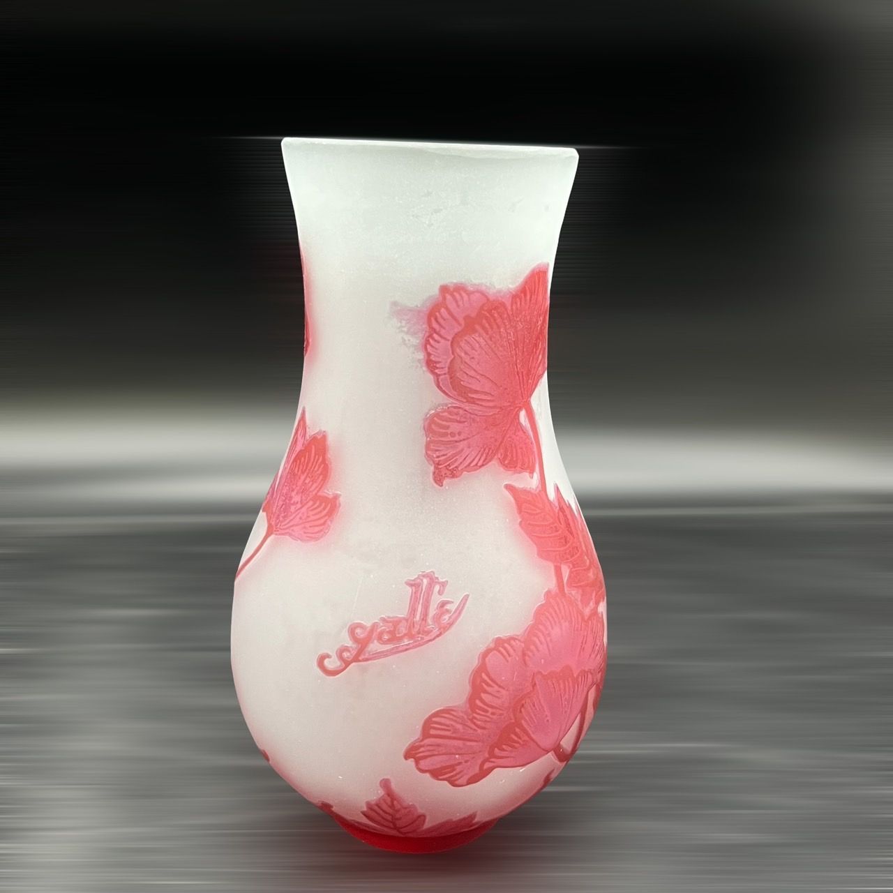 【証明書】エミールガレ かわいいサイズ　花瓶　カメオ彫り　被せガラス