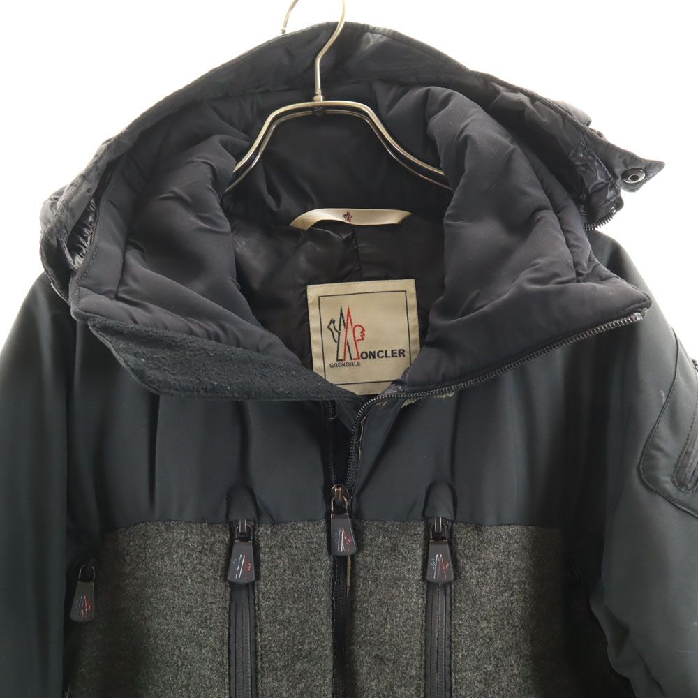 モンクレール ウール ダウンジャケット 0 グレー×ブラック MONCLER  