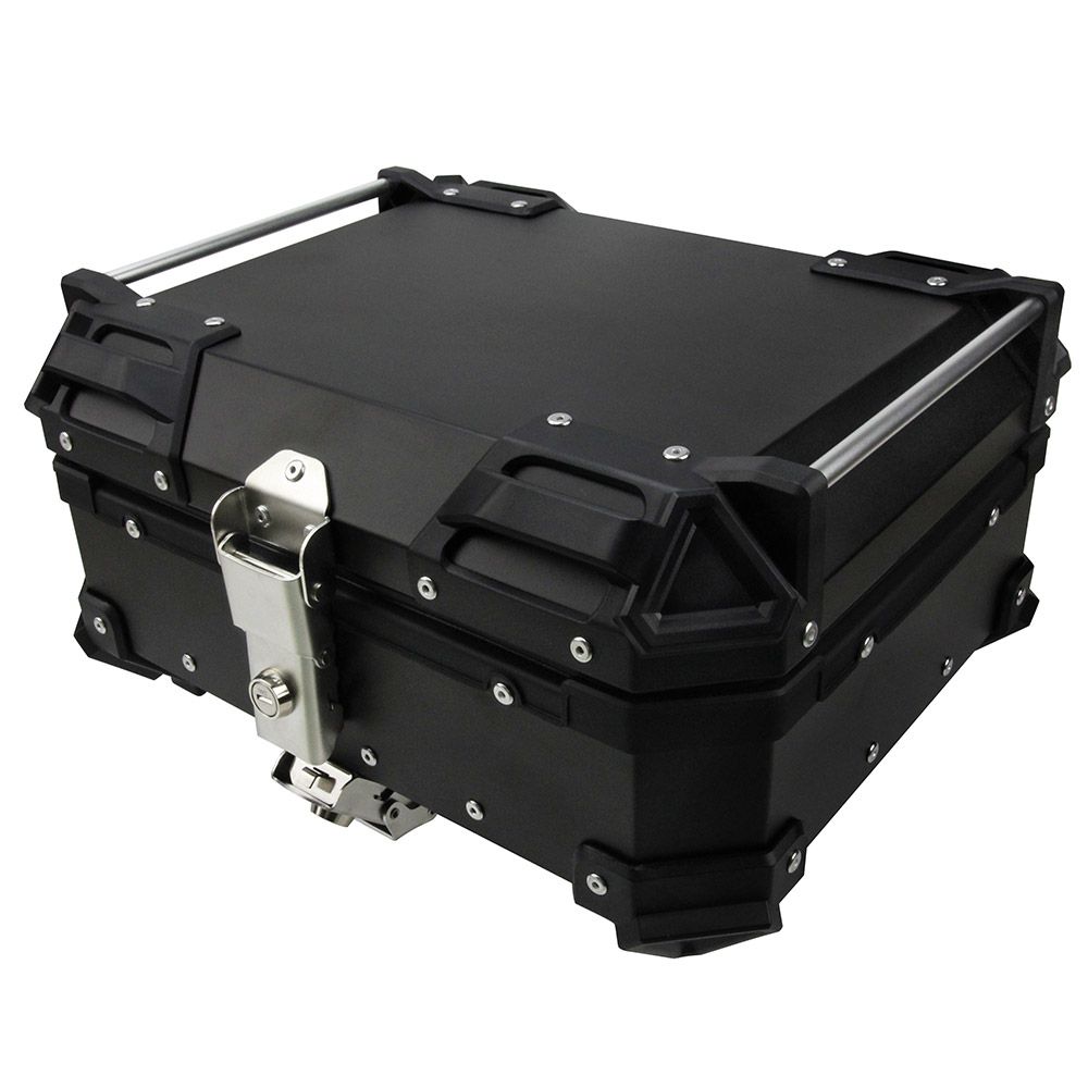 通勤 ツーリング キャンプ バイク用 アルミ リアボックス トップケース 取付ベース付 簡単脱着 TT28L ブラック 黒 (トクトヨ)Tokutoyo