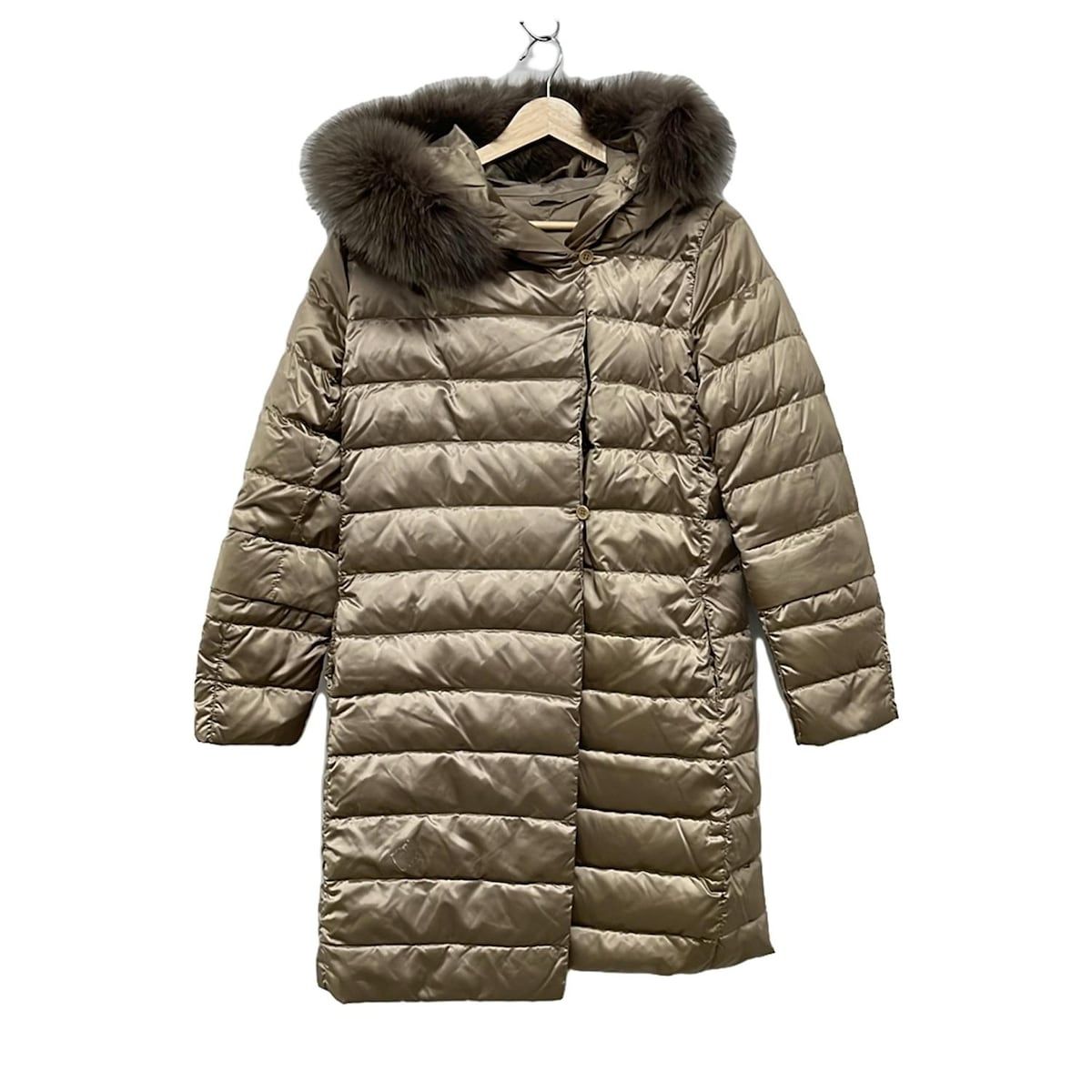 S Max Mara マックスマーラ ダウンコート サイズJ36 レディース - ゴールド 長袖|ファー|リバーシブル|冬