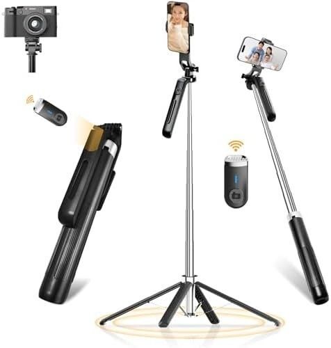スマホ 三脚 自撮り棒 スマホスタンド【設計強化180cm u0026 充電式リモコン】 1/4ネジ付き 自撮り棒 長い