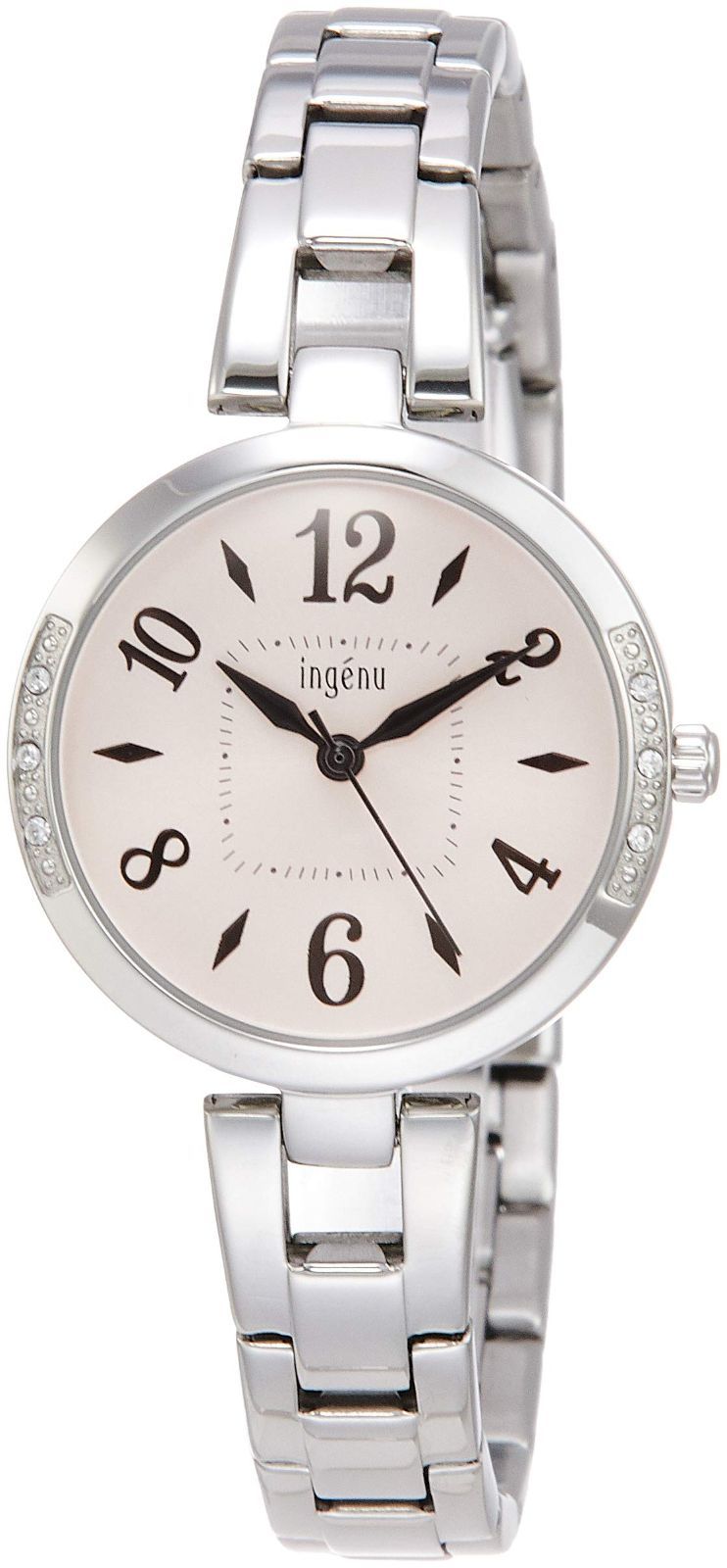在庫処分 レディース AHJK 449 カーブ無機ガラス スワロフスキー入りケース シルバー エレガントアクセサリー ingenu アンジェーヌ 腕時計 セイコーウォッチ