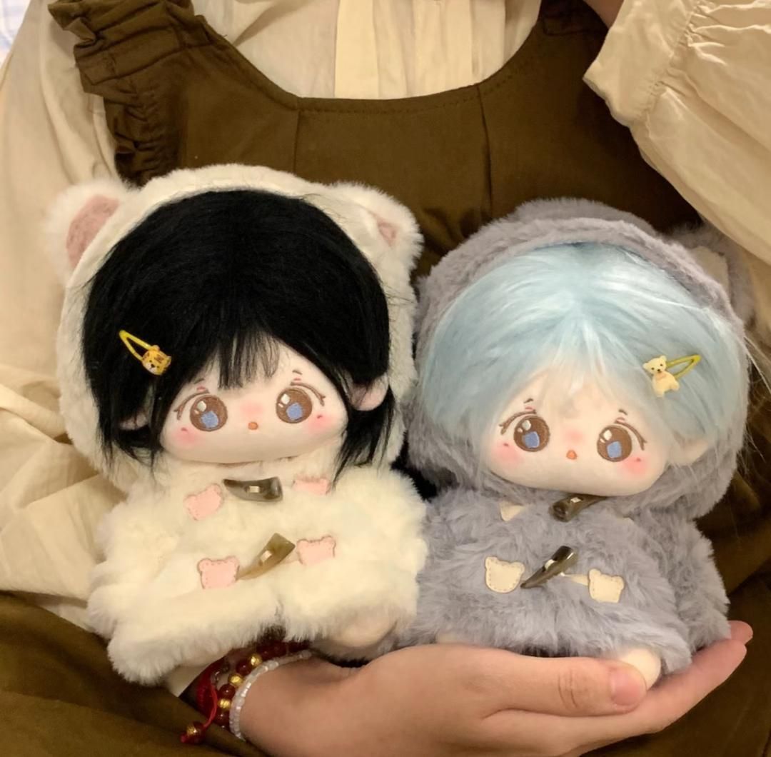 20cm 着せ替え ぬいぐるみ服 ジャケットもこもこ ぬい活 グレー