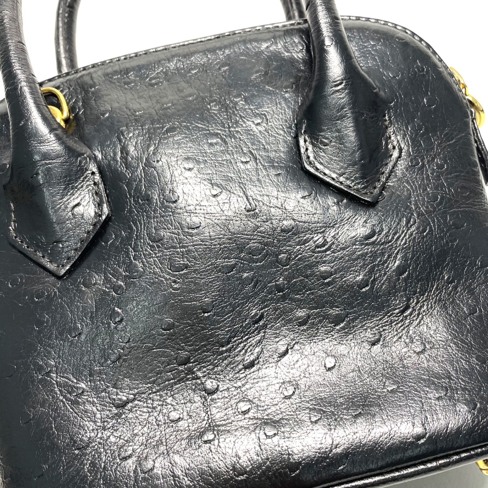 FENDI レザーハンドバッグ　オールド FENDI フェンディ オーストリッチ レザー ハンドバッグ