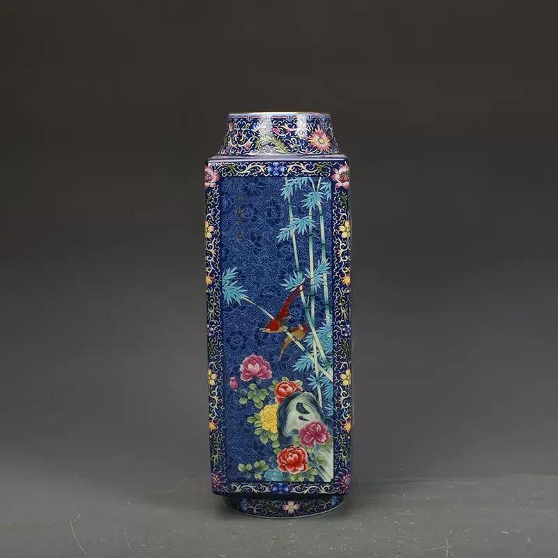 大清乾隆手絵パステル花鳥紋梅瓶一対作り古仿古瓷古玩骨董コレクション復古置物9o 大清乾隆手絵パステル花鳥紋梅瓶一対作り古仿古瓷古玩骨董