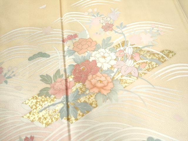 平和屋着物▽訪問着 地紙花蝶文 暈し染め 金彩 正絹