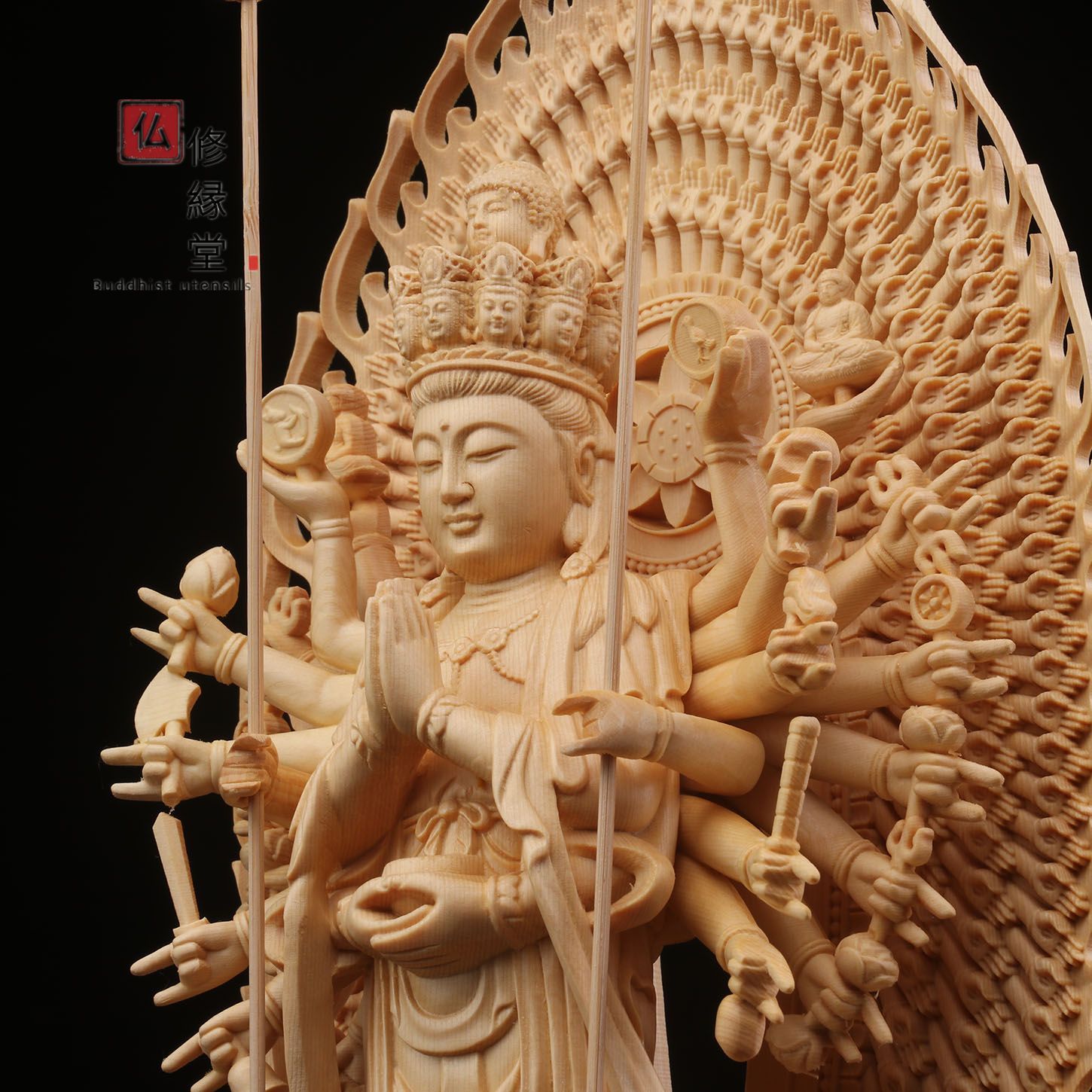 超歓迎 阿弥陀三尊立像 木彫仏像 【修縁堂】最高級 彫刻 仏教工芸 天然