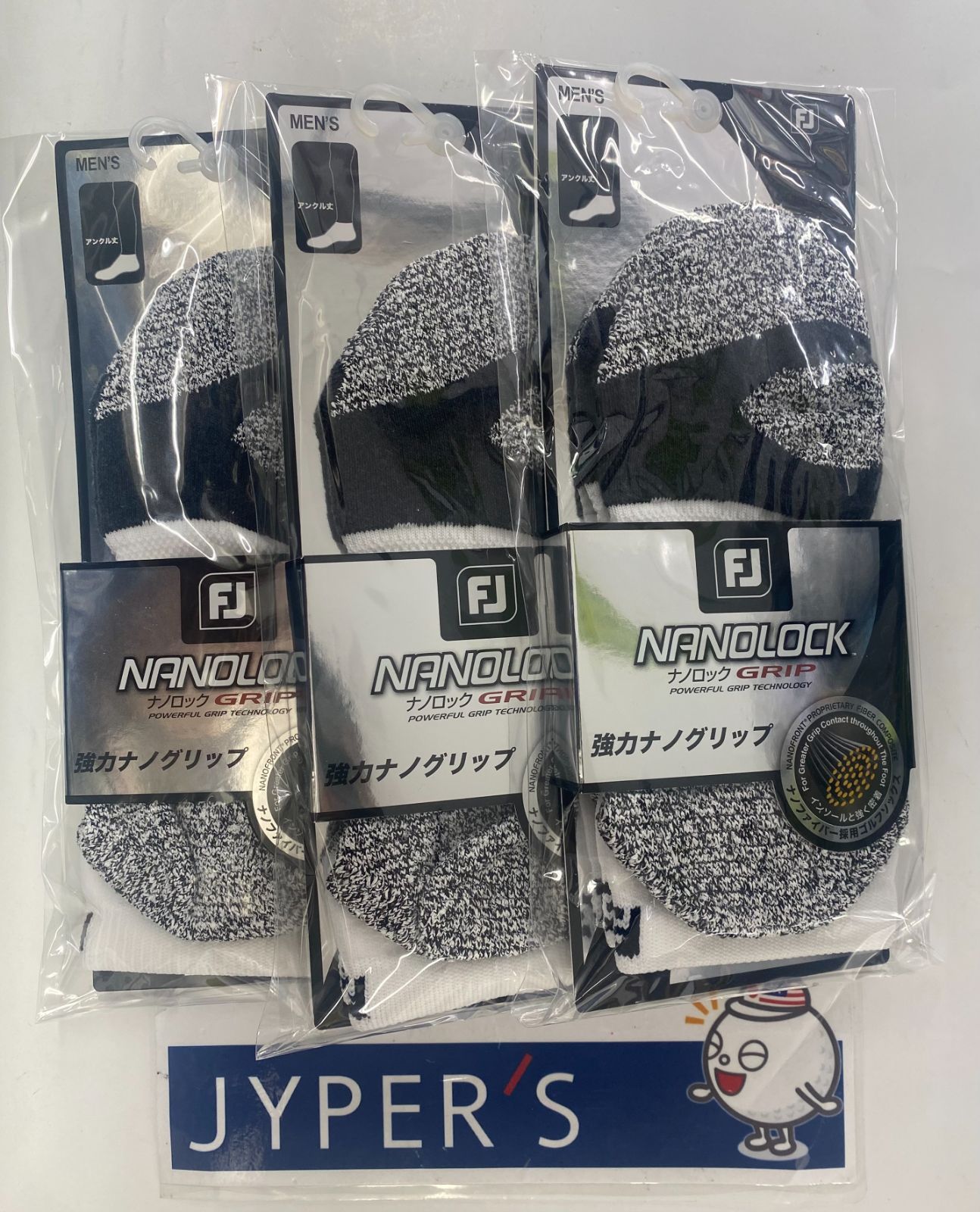 【新品未使用品】FOOTJOY フットジョイ ナノロックグリップ アンクルソックス ３足セット ホワイト（葛西店）