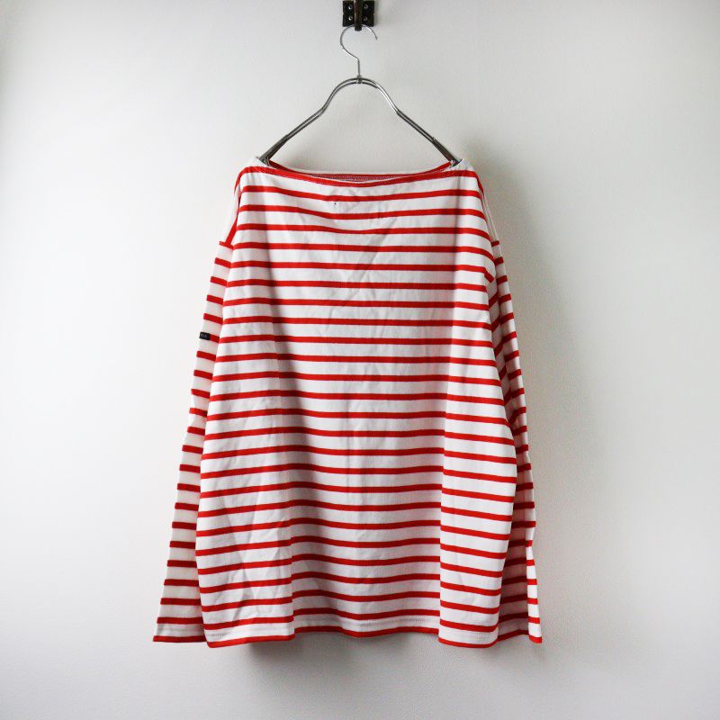 ♥ ウティ OUTIL TRICOT AAST ボーダーボートネックバスクシャツ 0|ホワイト レッド コットン カットソー フランス製 2400014480313