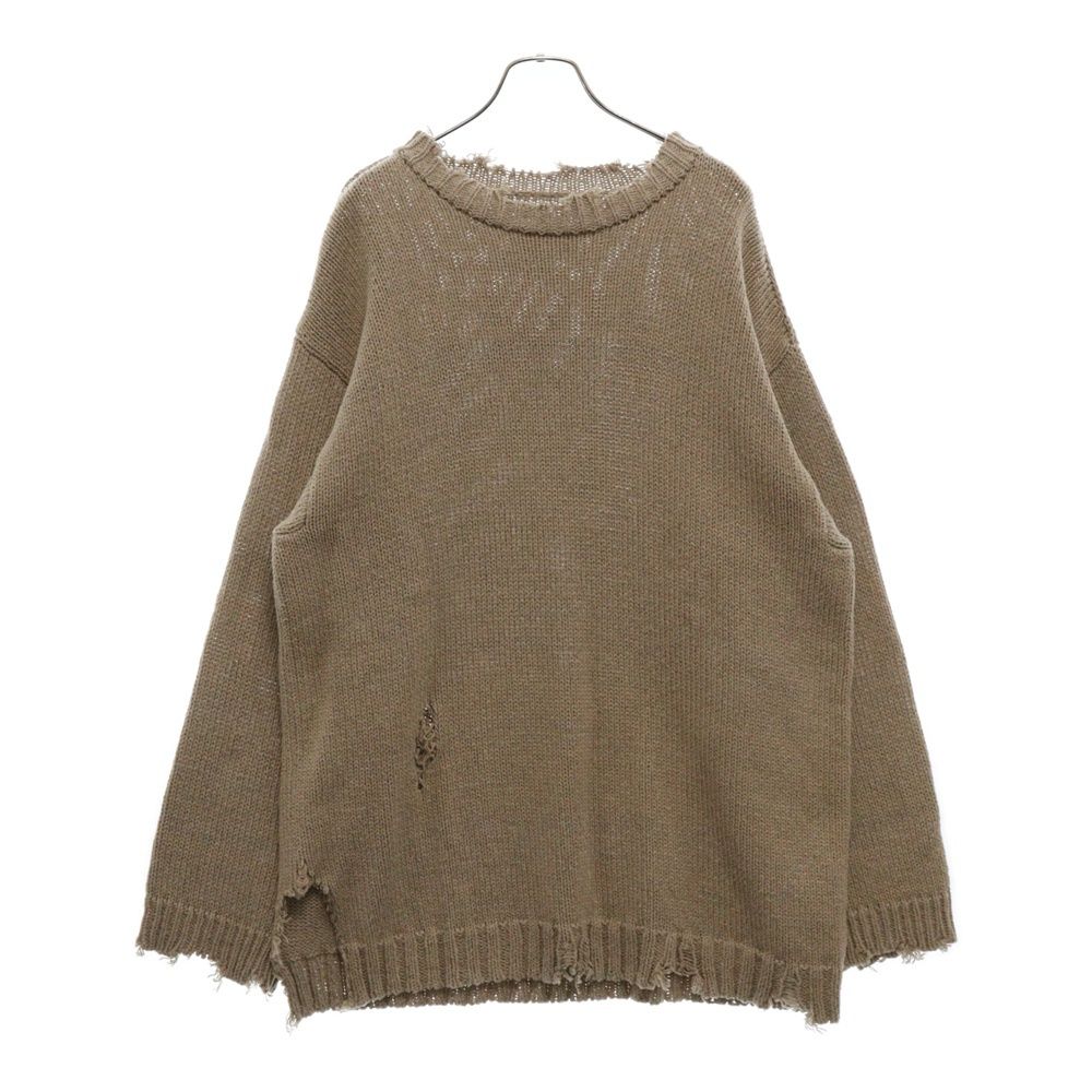 Maison Margiela 10 (メゾン マルジェラ) 23SS ダメージ加工 クルーネック 長袖セーター ベージュ S50GP0275 S17992