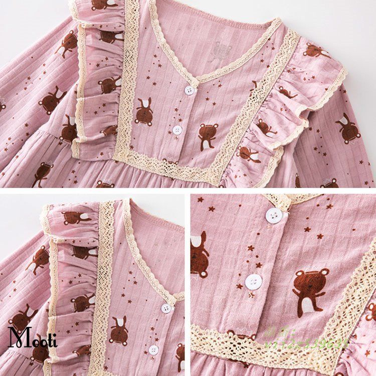 キッズ 女の子 パジャマ 長袖 ルームウェア ジュニア 部屋着 長袖パジャマ 子供 春 子供服 寝間着 子供パジャマ [VIISEN] 0 ルーム