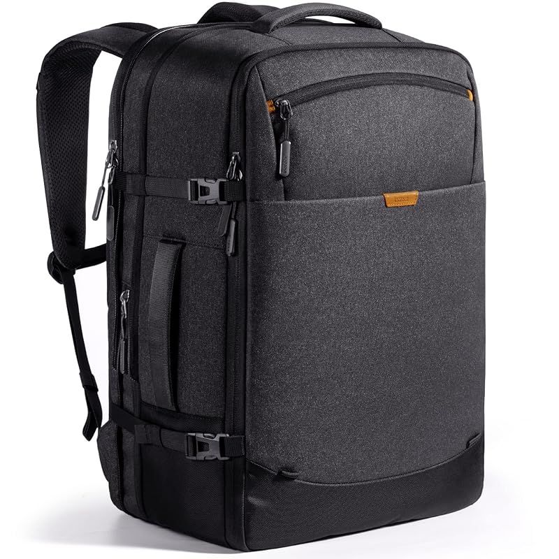 [Inateck] 38.5-46.2Lトラベルバックパック 拡張可能 機内持ち込み手荷物 ハンドラゲッジ トロリーストラップ付き 最大17.3インチラップトップ収納可能 盗難防止 撥水加工 耐衝撃 通勤 出張 旅行 