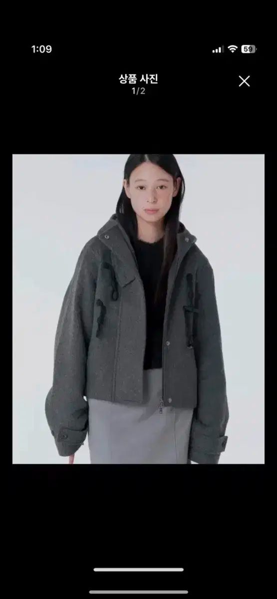 MISEKI SEOUL ダッフルフーディショートコート ミセキソウル ダッフル フーディー ショートコート チャコール