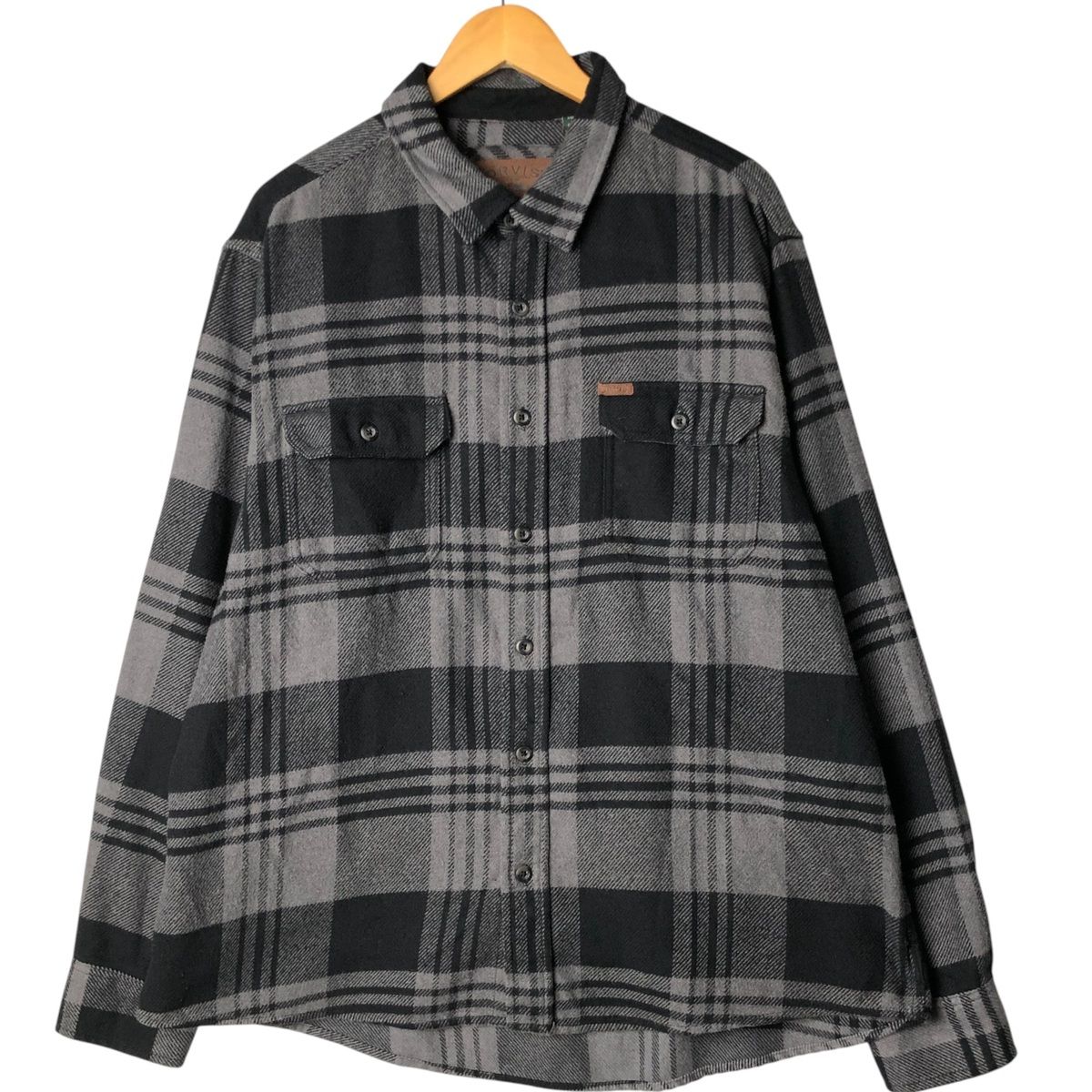 ORVIS オービス　長袖ヘビーフランネルチェックシャツ　カーキ　L古着. ORVIS オービス 長袖ヘビーフランネルチェックシャツ カーキ L