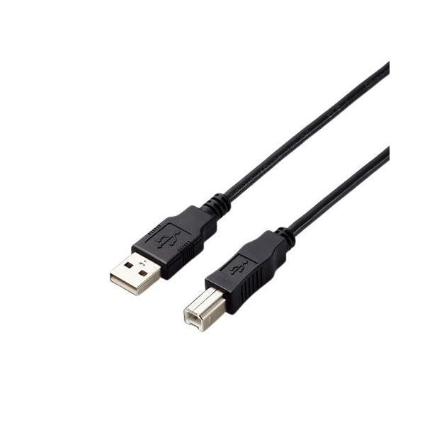 (まとめ）エレコム USB2.0 A-Bケーブル0.5m RoHS指令準拠（10物質） U2C-AB05BK/ID 1本