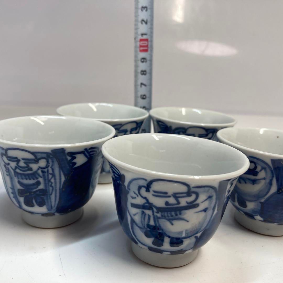 青木木米 染付 煎茶碗5客 共箱 トコト 本さ5-0512