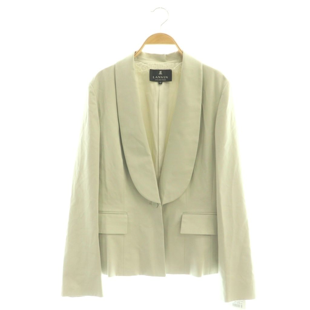 ランバン LANVIN ジャケット ショールカラー レース 42 グレー |AT OS