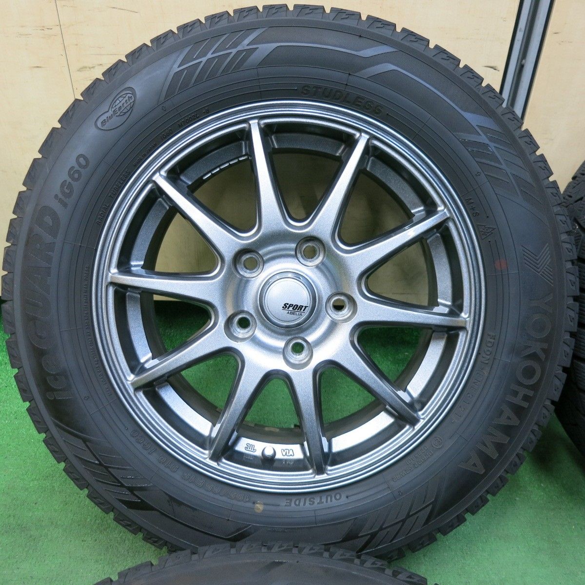 送料無料 195/65R15 ヨコハマ IG60 SPORT ABELIA 15インチ 6.0J +45 5H114 中古 スタッドレス ホイール 2022年製 セレナ 伊勢