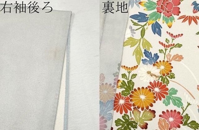 平和屋着物□極上 訪問着 紗袷 枝花文 千草鼠色地 逸品 未使用