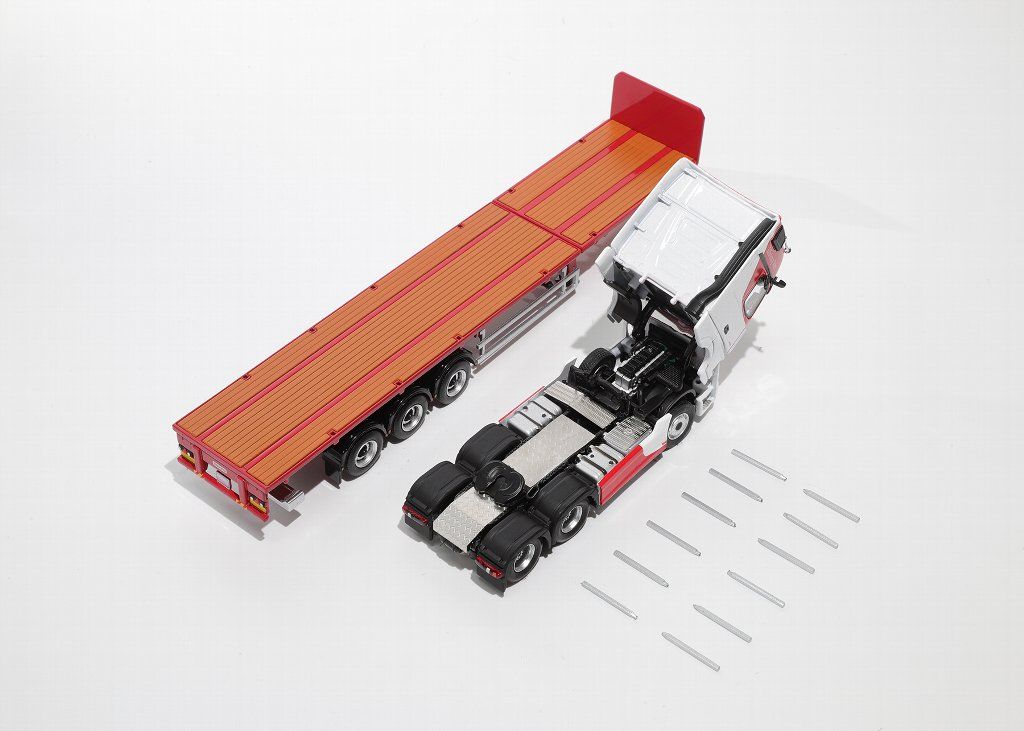 1|64 Mercedes-Benz ACTROS ギガスペース 6x2 セミトラクター ＆ スケーラブルトレーラー 左ハンドル レッド|ホワイト