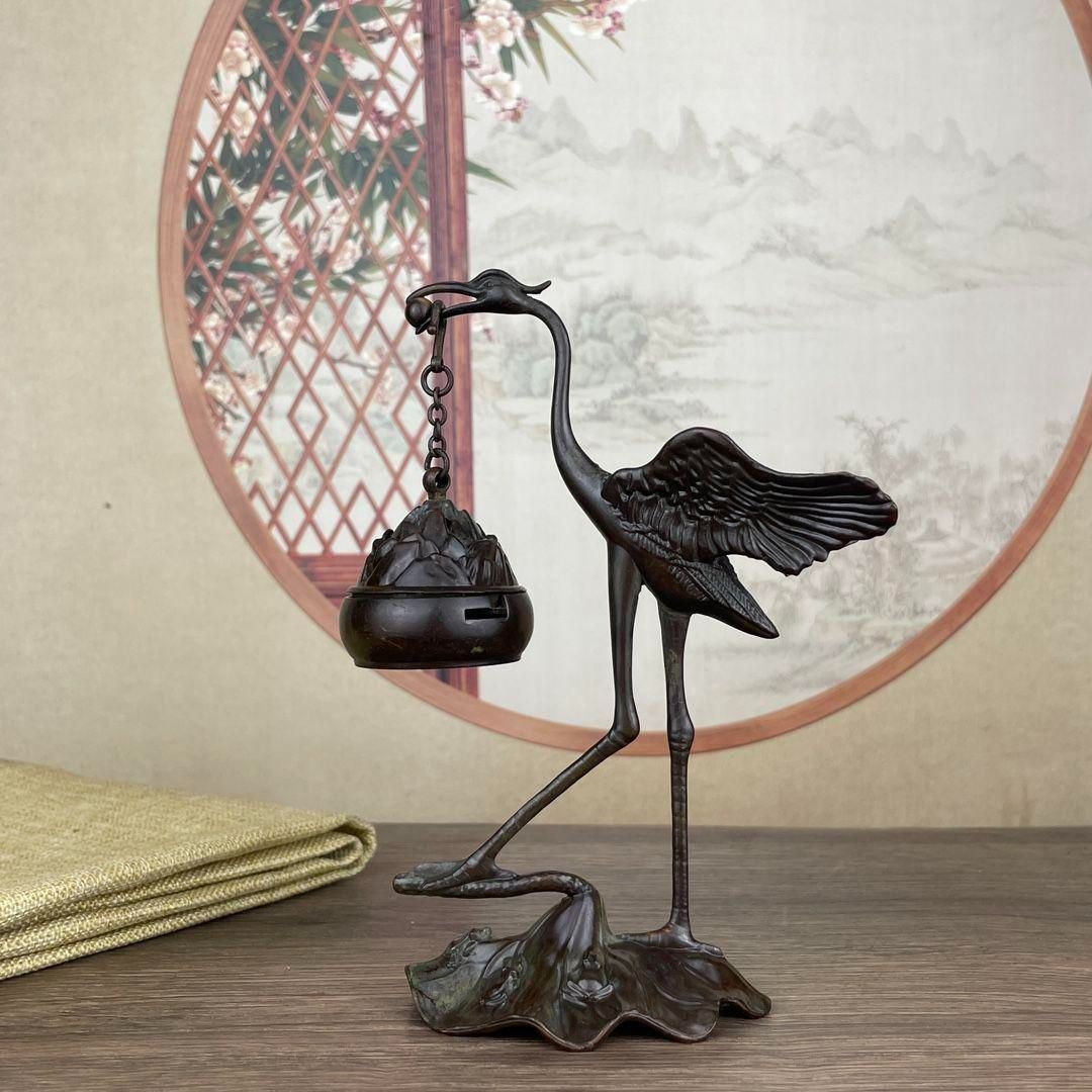 銅祥龍騰青竜弔炉 檀香 龍涎香 茶室 香道具 装飾品 工芸品 美術品 銅 細工 鶴香炉 蓮華弔炉 檀香炉 茶道具 香道具 装飾品 工芸品