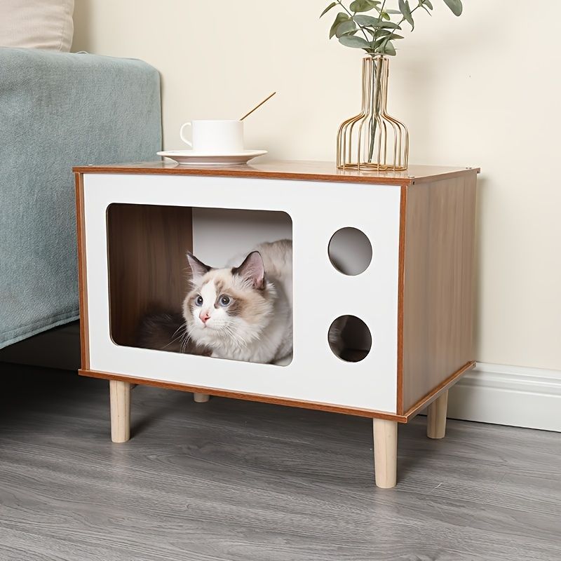 キャットハウス 猫 無垢材 ねこ ベッド ネコ ペット 家 インテリア ユニークデザイン おしゃれ インテリア かわいい 4-7