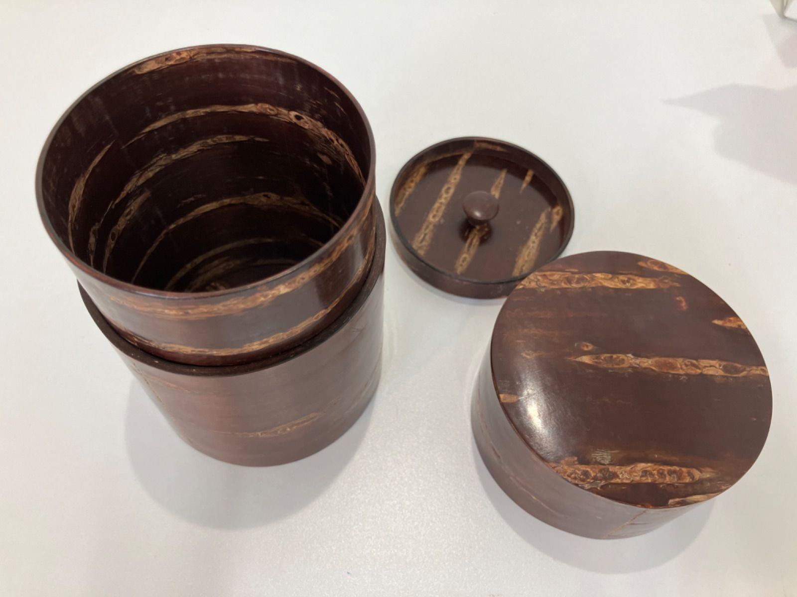 角館の樺細工桜皮細工の茶筒と茶さじセット伝統工芸 角館 桜皮細工