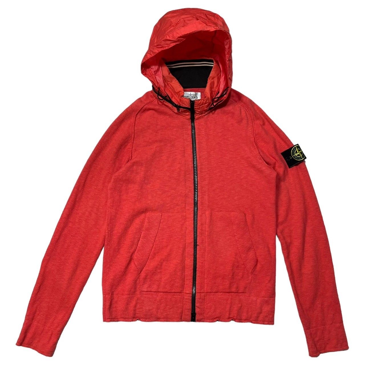 STONE ISLAND(ストーンアイランド) 13SS Zip up knit jacket ジップアップ ニット ジャケット パーカー  マウンテンパーカー 5815529B0 S レッド ワッペン