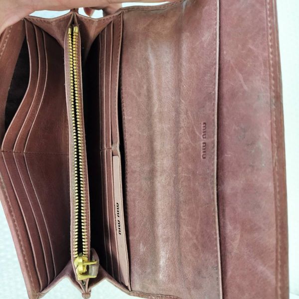 定価5.2万/購入証明付★miumiu/ミュウミュウ★牛革/マテラッセ/長財布/ロングウォレット【ピンク/AZALEA】プリーツレザー/matelass◆cKC4 MIU MIU - 定価5.2万/購入証明付☆miumiu/ミュウミュウ☆牛革