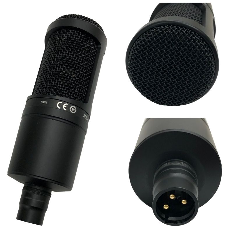 audio-technica コンデンサーマイク AT2020 ブラック ポーチ スタンドマウント完備 ほか別売アーム ポップガード付属 22510K608