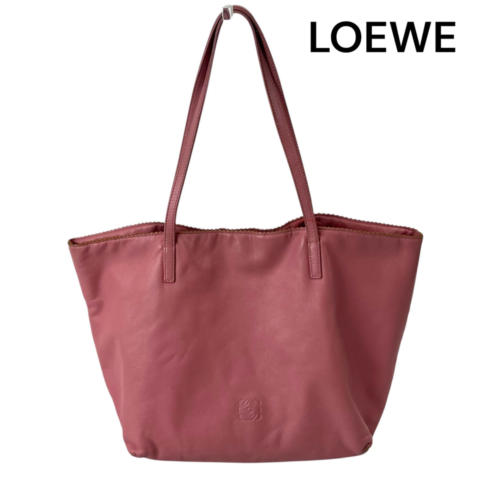 LOEWE ピンク レザートートバッグ ロエベ LOEWE ナッパレザー トートバッグ ピンク 本革