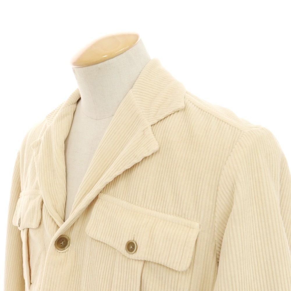 Finamore フィナモレ サファリジャケット M コーデュロイ オフホワイト 試着のみ フィナモレ コーデュロイサファリジャケット M Finamore